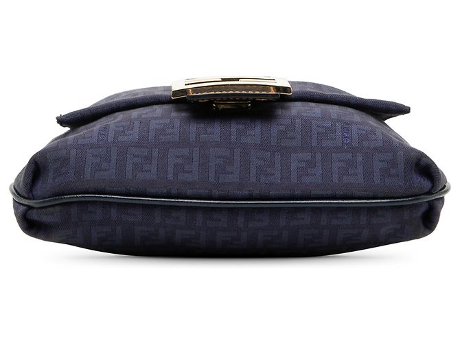 Fendi Blue Zucchino Canvas Crossbody Blu navy - vista 3