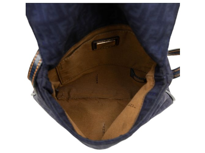 Fendi Blue Zucchino Canvas Crossbody Blu navy - vista 4