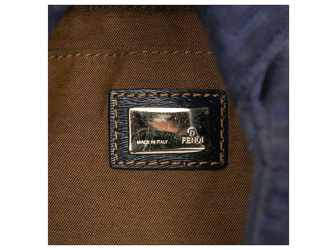 Fendi Blue Zucchino Canvas Crossbody Blu navy - vista 5