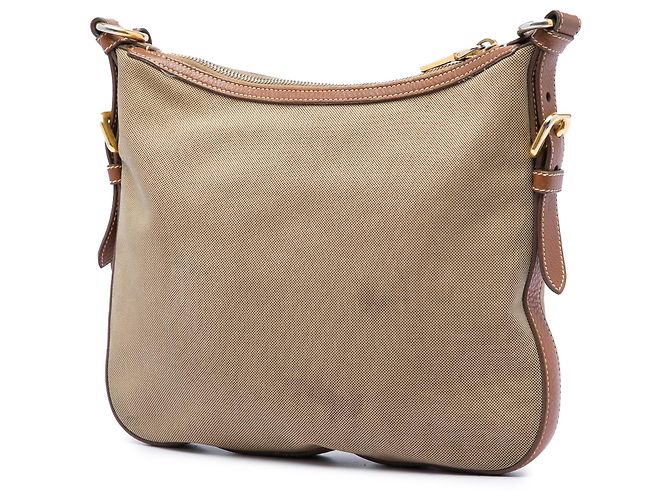Borsa a tracolla Prada in tela beige Canapa con logo - vista 2