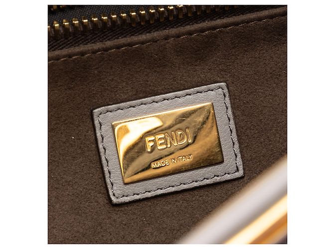 Fendi Peekaboo Iconic Satchel aus grauem Kalbsleder, groß - Ansicht 5