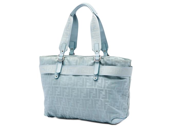 Tote Fendi Blue Zucca Nylon Zip Code Blu chiaro - vista 2