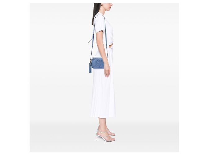 Gucci Borsa a tracolla Soho Disco in pelle di vitello blu - vista 5