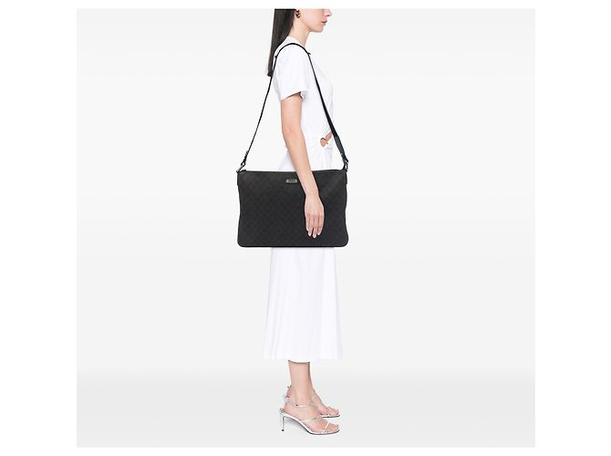 Borsa a tracolla Gucci Black GG Denim Nero - vista 6