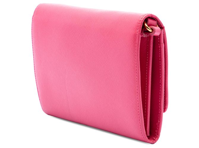 Portafoglio Prada Pink Saffiano Lux con fiocco e tracolla Rosa - vista 2