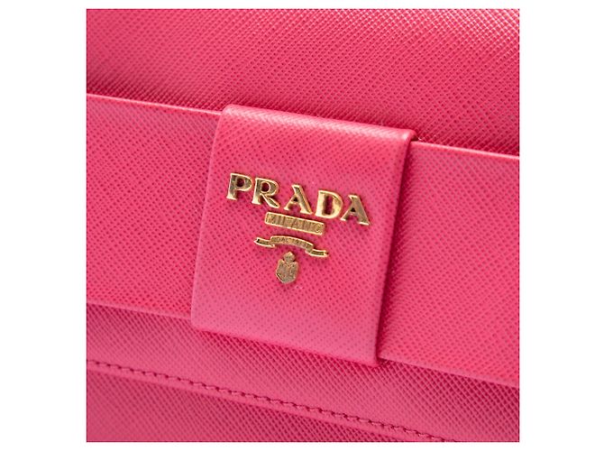 Portafoglio Prada Pink Saffiano Lux con fiocco e tracolla Rosa - vista 5
