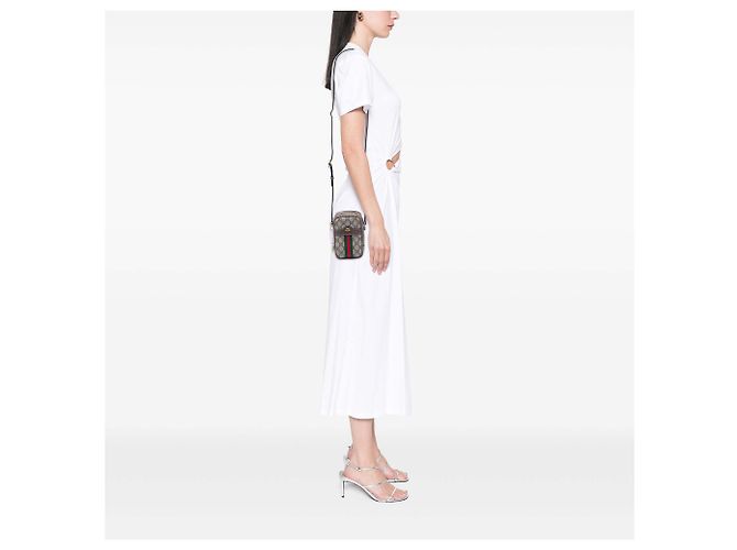 Gucci Beige GG Supreme Web Ophidia Double Zip Crossbody - vista 7