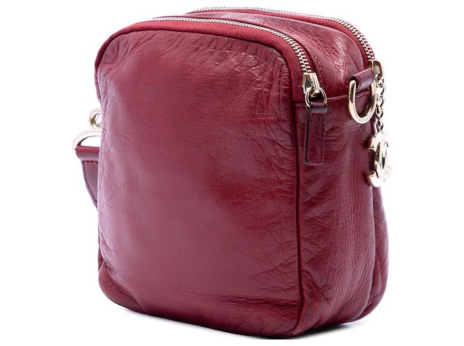 Borsa Camera Chanel Red CC in jersey e pelle di agnello con effetto squame Rosso Bordò - vista 2