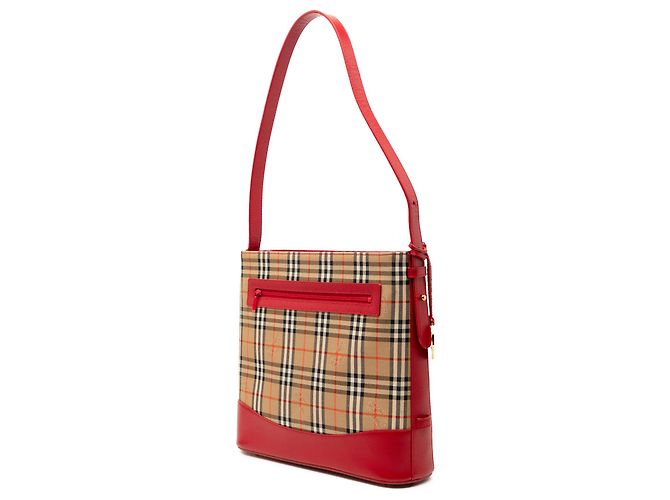 Borsa a Spalla in Tela Burberry Beige Haymarket Check - vista 2