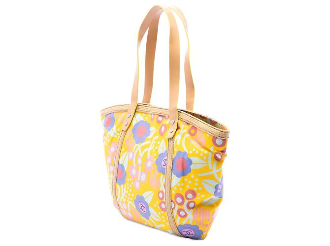 Tote Chanel Yellow CC Canvas High Summer Flower Giallo - vista 2
