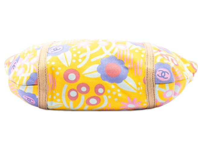 Tote Chanel Yellow CC Canvas High Summer Flower Giallo - vista 3