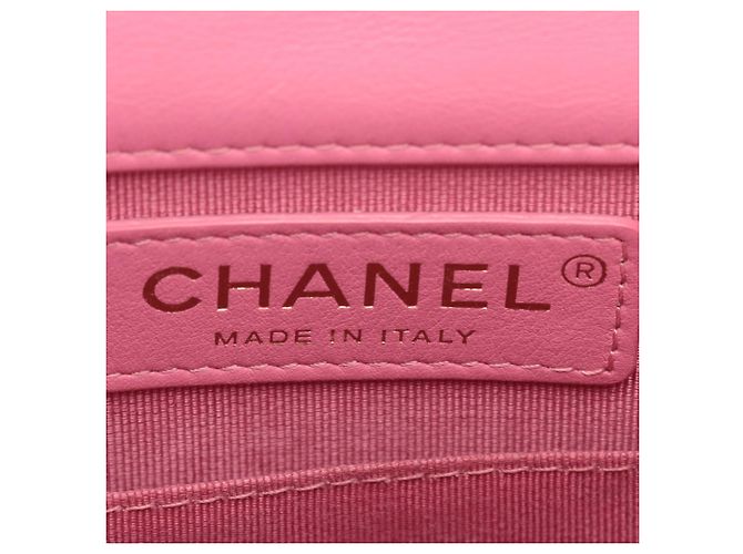 Chanel Boy Flap North South in agnello trapuntato rosa - vista 8