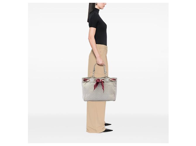 Borsa Tote Gucci bianca grande Guccissima Positano Bianco Bianco sporco - vista 6