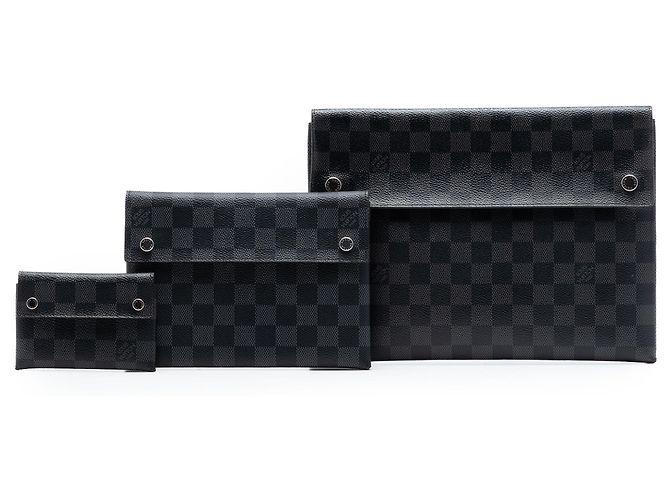 Louis Vuitton Triple Pochette Alpha in Damier Graphite nero - vista 7