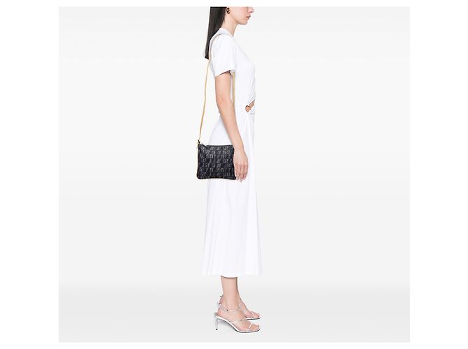 Fendi Blue Zucchino Denim Crossbody Blu navy - vista 6