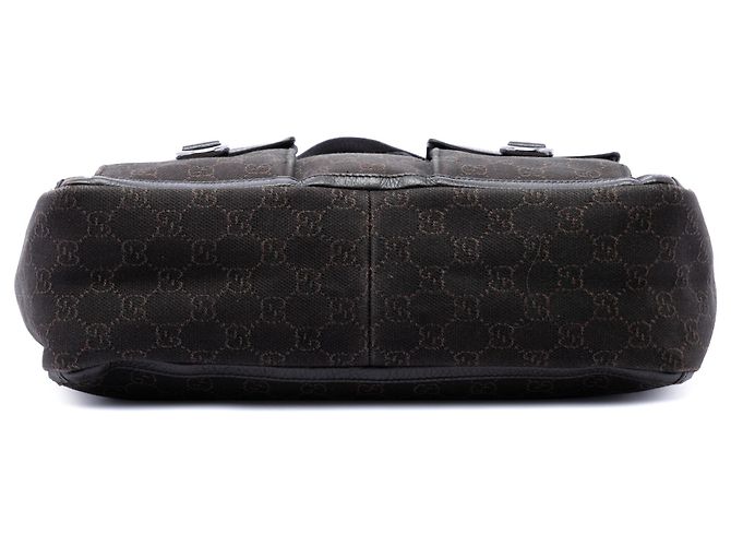 Tote Abbey in denim GG marrone Gucci con tasca e anello a D Marrone scuro - vista 3