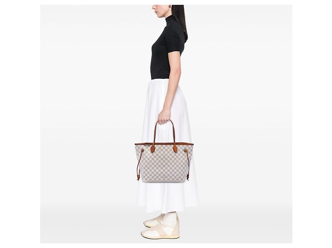 Louis Vuitton White Damier Azur Neverfull MM Bianco - vista 6