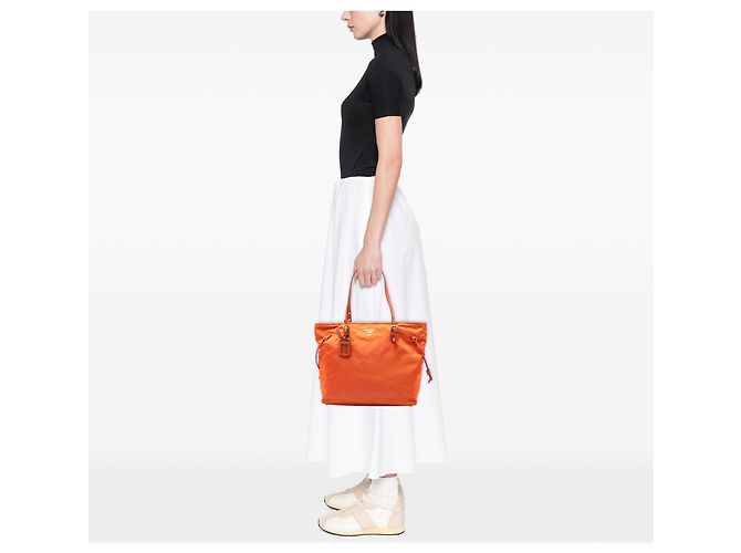 Prada Orange Saffiano Trimmed Tessuto Tote - Ansicht 6