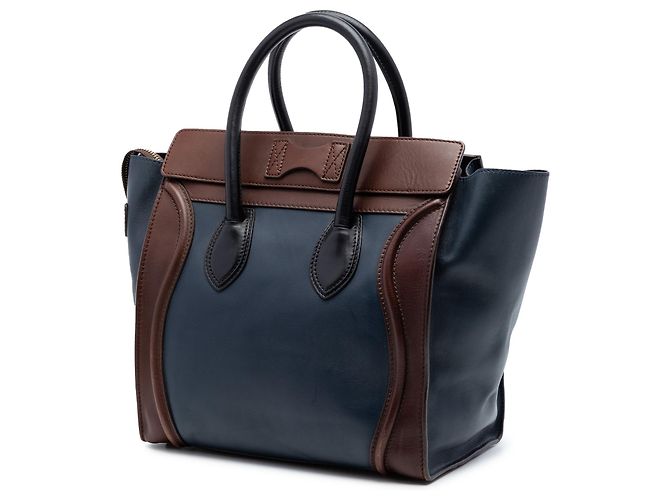 Luggage Céline Borsa Tote Celine Blue Mini Tricolor in pelle Blu navy - vista 2