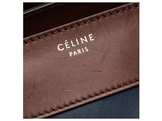 Luggage Céline Borsa Tote Celine Blue Mini Tricolor in pelle Blu navy - vista 5