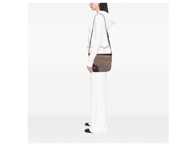 Gucci Beige GG Canvas Horsebit Web Crossbody - vista 6