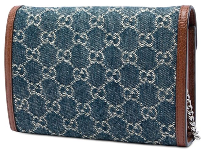 Portafoglio con catena Dionysus in denim GG blu Gucci - vista 2