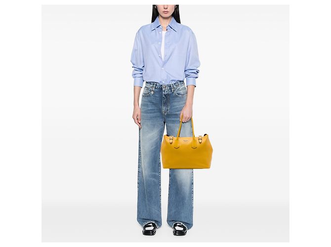 Bolsa Tote Prada Yellow City em couro de bezerro com fivela Amarelo Mostarda - vista 6