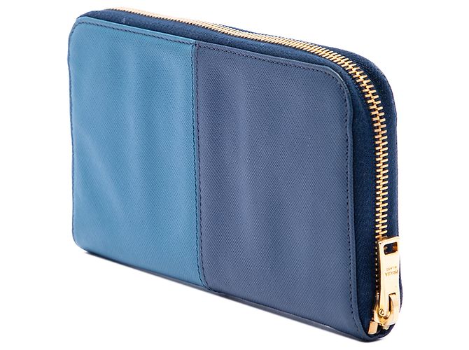 Prada Blue Bicolor Saffiano Bow Zip Long Wallet - view 2