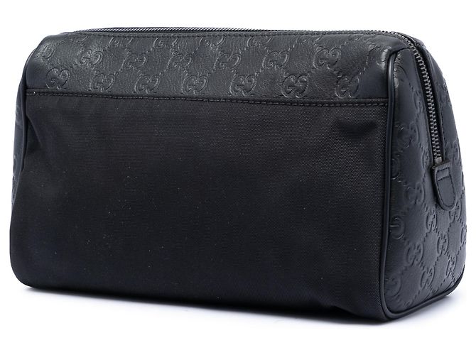 Clutch in nylon nero con bordatura Guccissima Gucci - vista 2