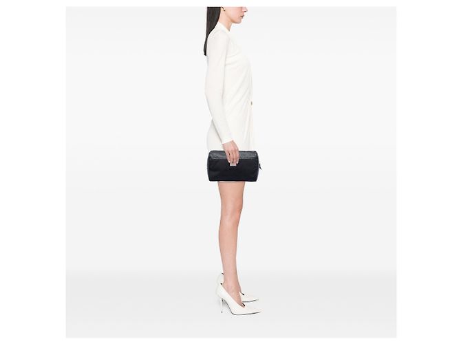 Clutch in nylon nero con bordatura Guccissima Gucci - vista 5