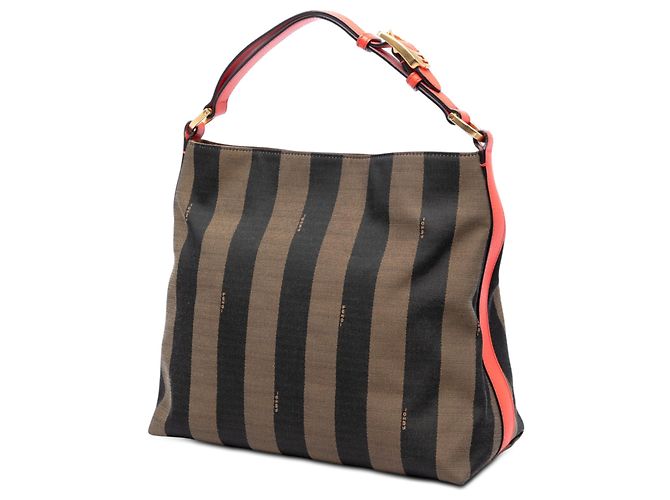 Borsa a tracolla Fendi in tela Pequin marrone - vista 2