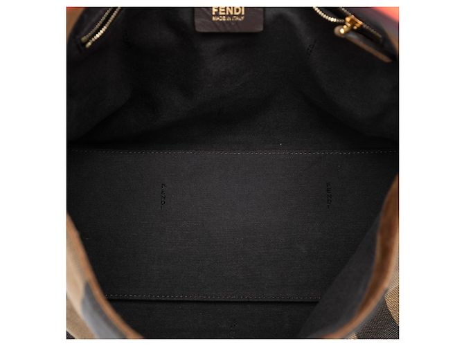 Borsa a tracolla Fendi in tela Pequin marrone - vista 4