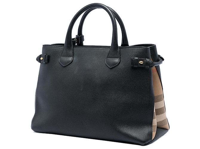 Borsa a tracolla Burberry Black Medium in pelle e House Check - vista 2