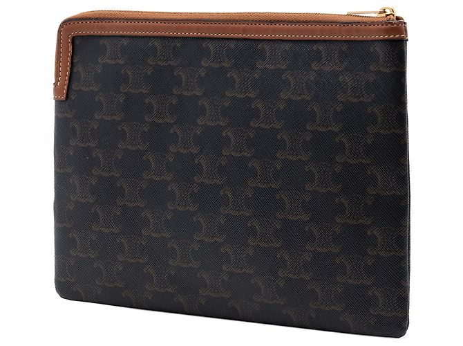 Céline Celine Brown Small Triomphe Clutch aus beschichtetem Canvas Braun Dunkelbraun - Ansicht 2