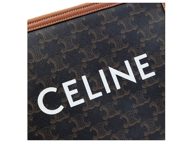 Céline Celine Brown Small Triomphe Clutch aus beschichtetem Canvas Braun Dunkelbraun - Ansicht 4