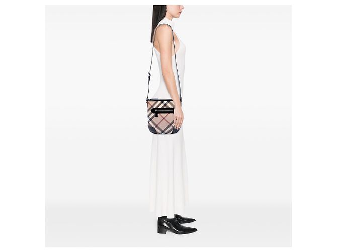 Burberry Beige Supernova Check Tela Cerata Dryden Crossbody - vista 6