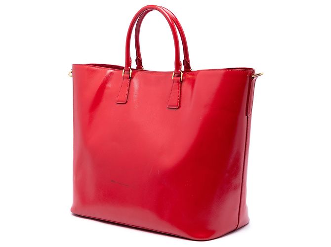 Borsa Tote Convertible Prada Red Saffiano Vernice Rosso - vista 2