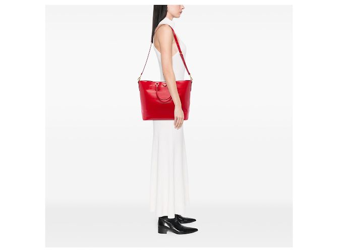 Borsa Tote Convertible Prada Red Saffiano Vernice Rosso - vista 6