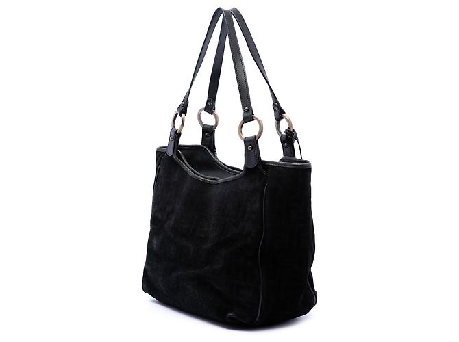 Fendi Black Zucca Wildleder Chef Tote Schwarz - Ansicht 2
