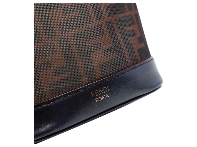 Fendi Borsa a secchiello Mini Zucca Mesh Mon Tresor marrone - vista 5