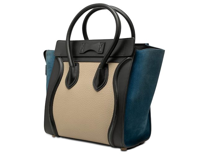 Céline Tote Luggage in pelle di vitello e nubuck tricolore micro beige Celine - vista 2