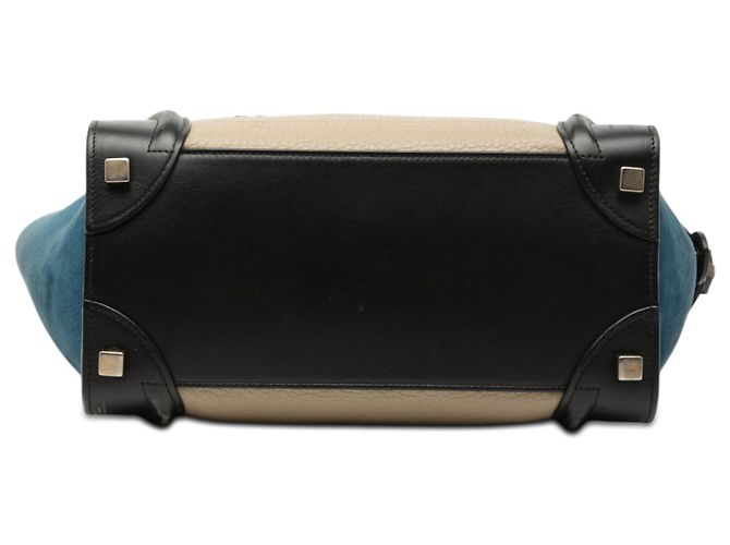 Céline Tote Luggage in pelle di vitello e nubuck tricolore micro beige Celine - vista 3