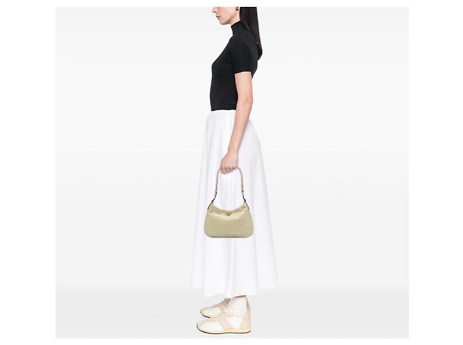 Borsa a tracolla con catena in Tessuto marrone Prada Beige - vista 6