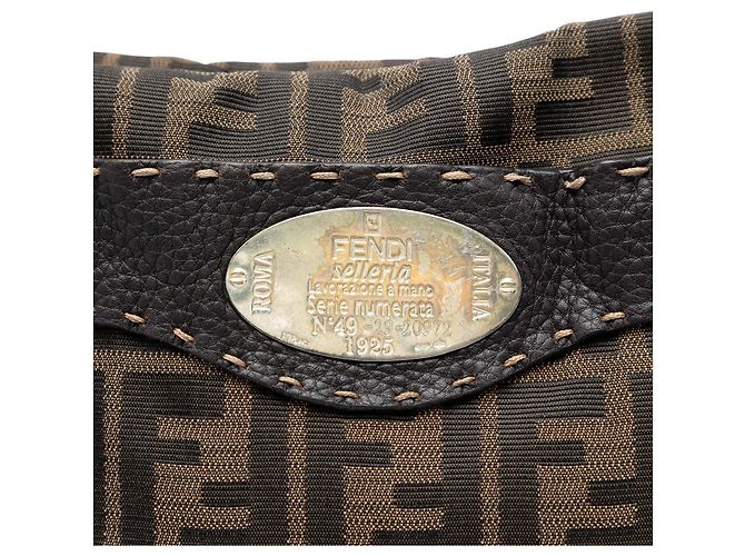 Fendi Marrone Zucca Canvas Selleria Crossbody - vista 5