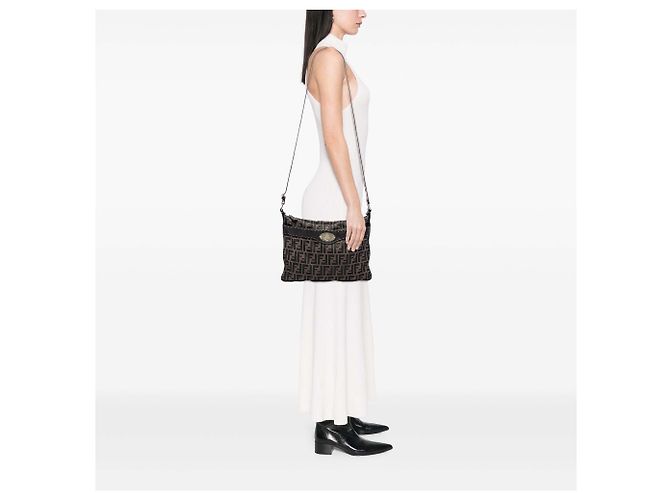 Fendi Marrone Zucca Canvas Selleria Crossbody - vista 6