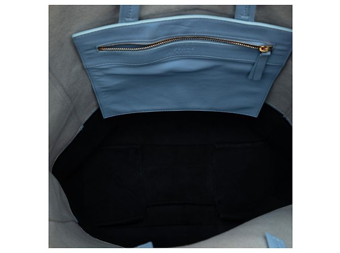 Céline Celine Bicolor Leder Vertikaler Cabas Tote Blau - Ansicht 4