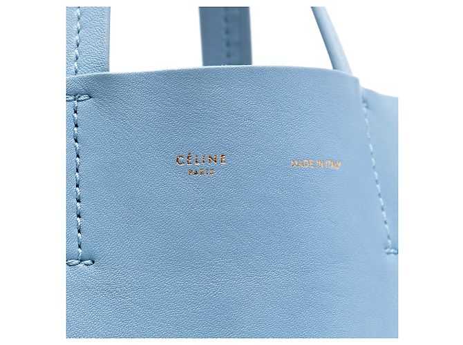 Céline Celine Bicolor Leder Vertikaler Cabas Tote Blau - Ansicht 5