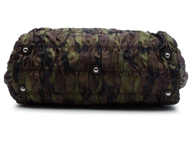 Borsa Prada Brown Tessuto Gaufre Camouflage Frame Satchel Marrone Cachi - vista 3