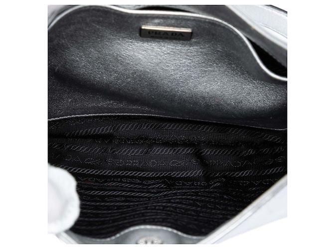 Borsa a tracolla Cleo in pelle Spazzolato argento Prada - vista 4