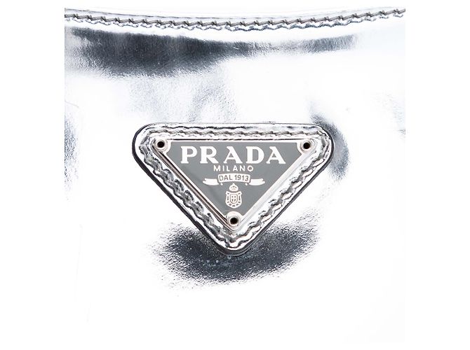 Borsa a tracolla Cleo in pelle Spazzolato argento Prada - vista 5